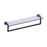 Kartners - MADRID -  24-inch Glass Shelf  with Towel Rail-Matte Black - Matte Black