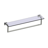 Kartners - MADRID -  24-inch Glass Shelf  with Towel Rail-Polished Nickel - Polished Nickel