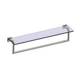 Kartners - MADRID -  24-inch Glass Shelf  with Towel Rail-Brushed Nickel - Brushed Nickel
