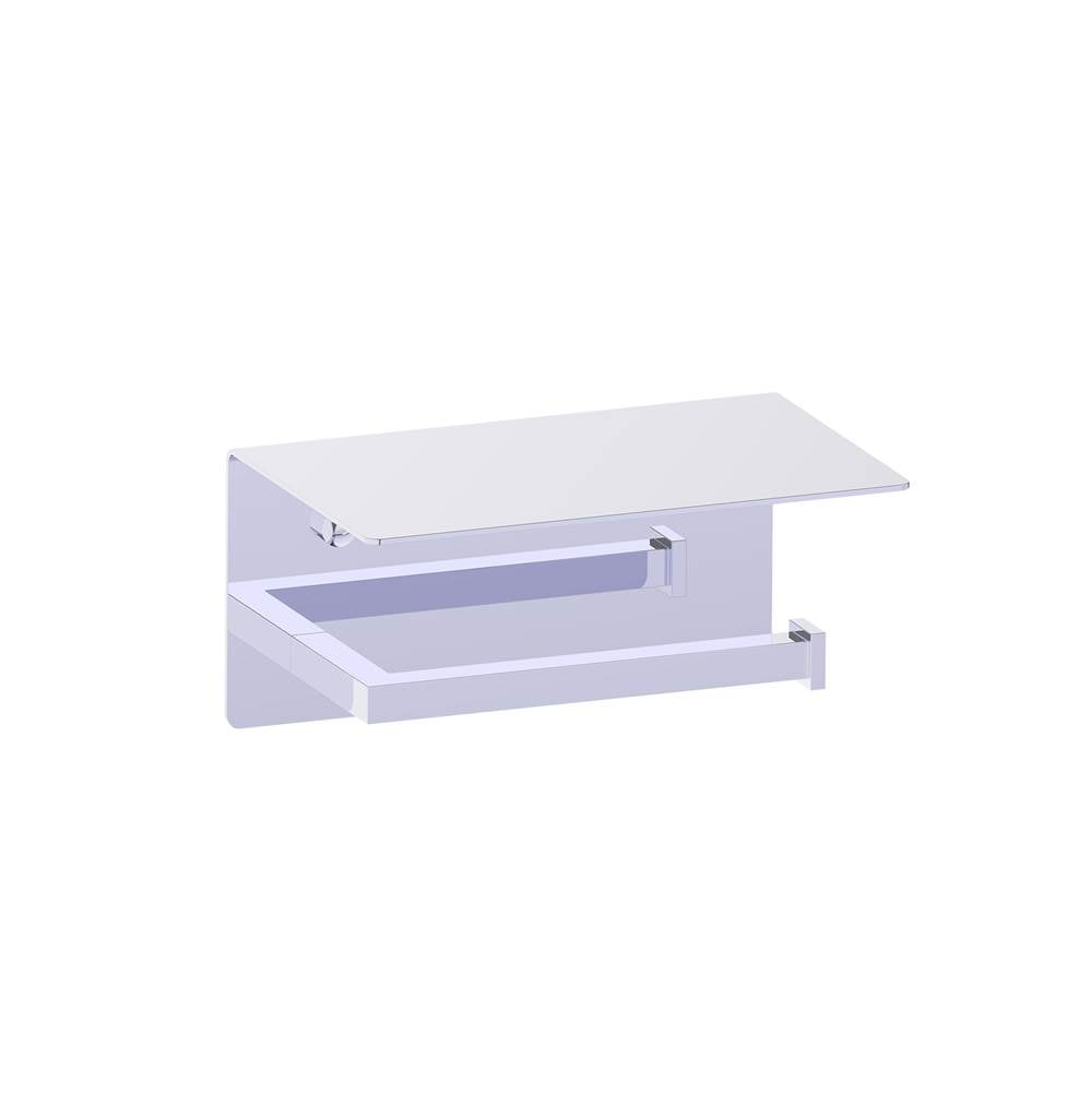 Kartners - BUILDERS - Toilet Paper Holder with Shelf-Polished Chrome - Polished Chrome