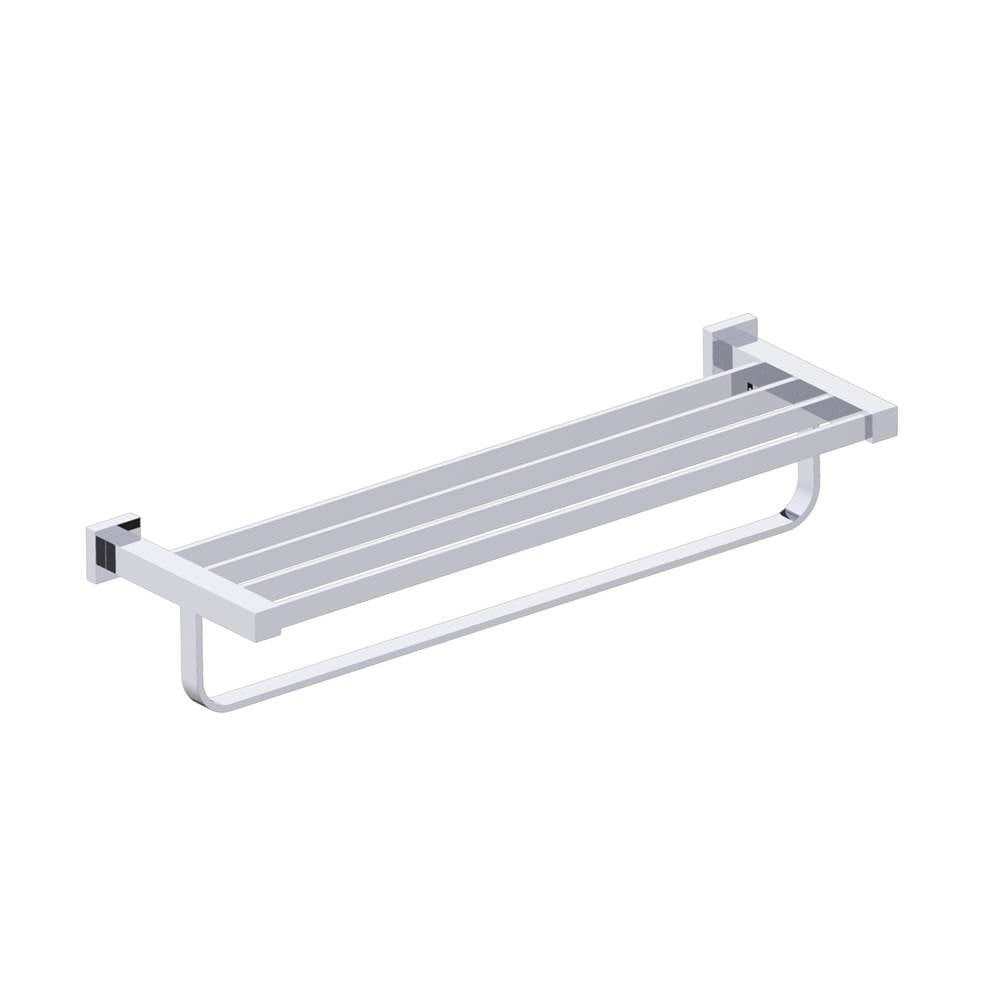 Kartners - LISBON - Towel Shelf with Bathroom Towel Bar-Polished Chrome - Polished Chrome