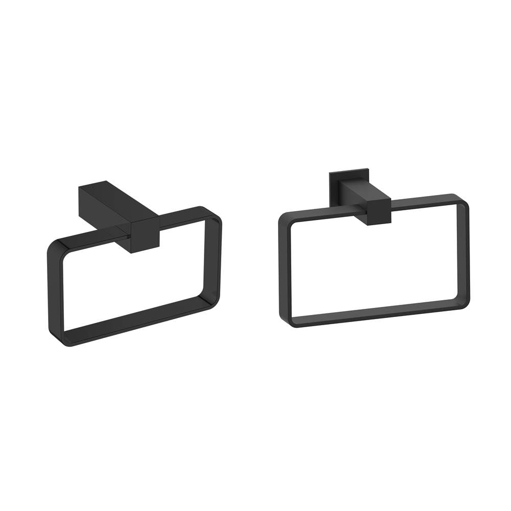 Kartners - LISBON - Rectangular Towel Ring-Matte Black - Matte Black