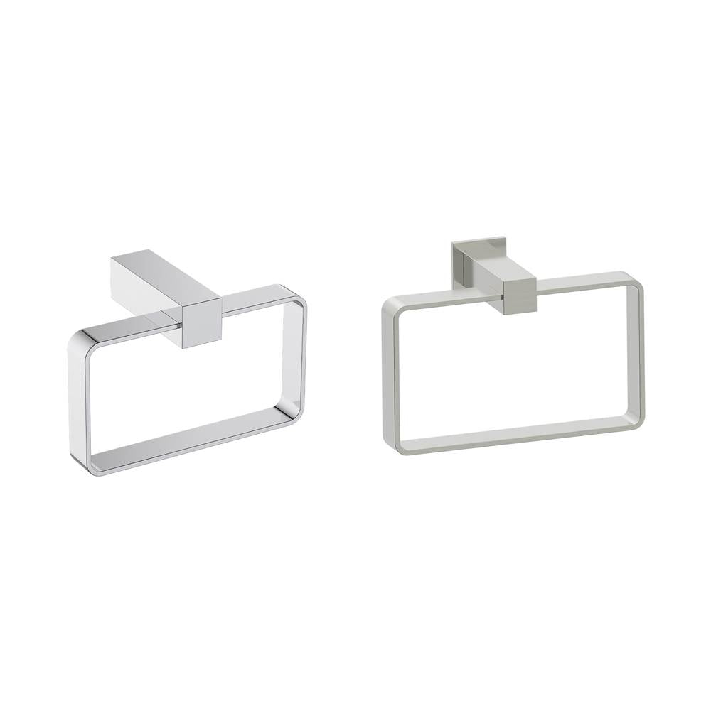 Kartners - LISBON - Rectangular Towel Ring-Brushed Nickel - Brushed Nickel
