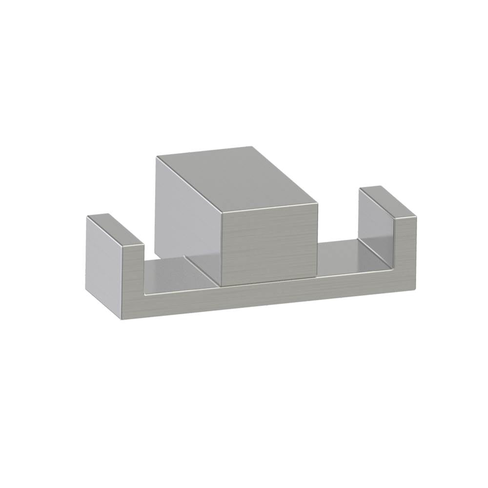 Kartners - MUNICH - Double Prong Robe Hook-Brushed Nickel - Brushed Nickel
