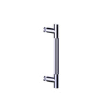 Kartners - Straight Knurled -  8-inch Single Shower Door Handle-Unlacquered Brass - Unlacquered Brass