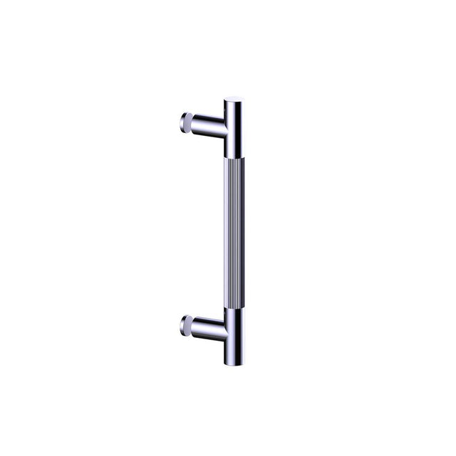 Kartners - Straight Knurled -  8-inch Single Shower Door Handle-Unlacquered Brass - Unlacquered Brass