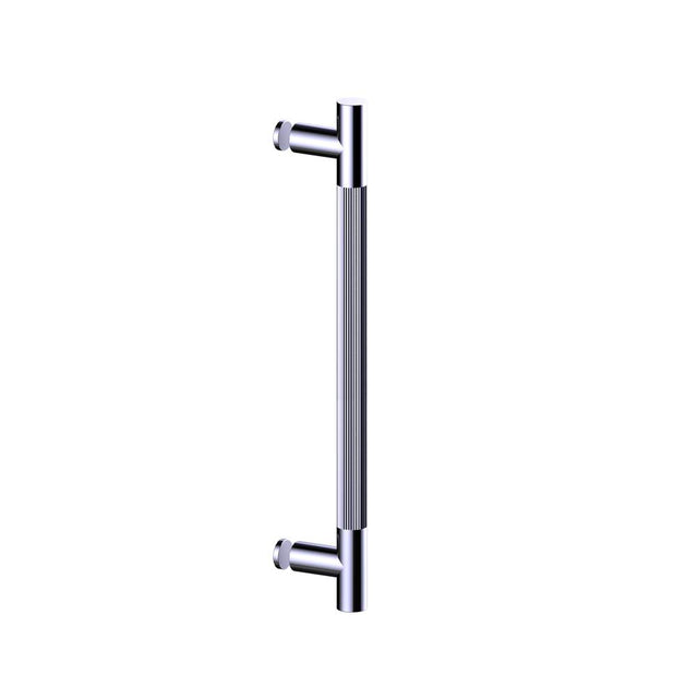 Kartners - Straight Knurled -  18-inch Single Shower Door Handle-Polished Chrome - Polished Chrome