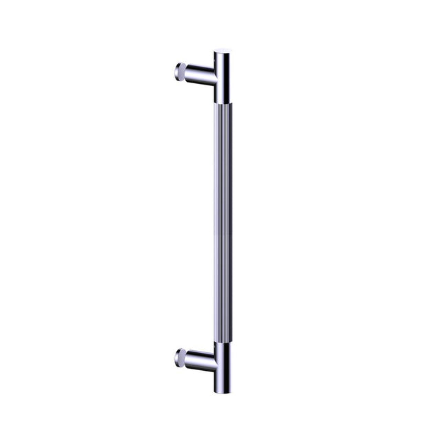 Kartners - Straight Knurled -  24 inch Single Shower Door Handle-Unlacquered Brass - Unlacquered Brass