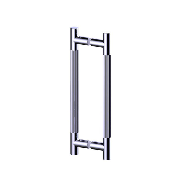 Kartners - Straight Knurled -  18-inch Double Shower Door Handle-Polished Chrome - Polished Chrome
