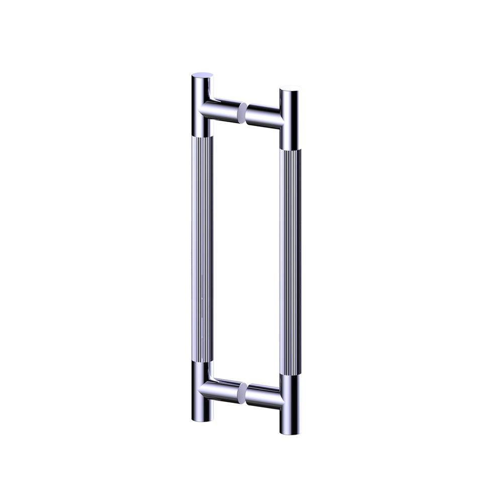 Kartners - Straight Knurled -  18-inch Double Shower Door Handle-Brushed Nickel - Brushed Nickel