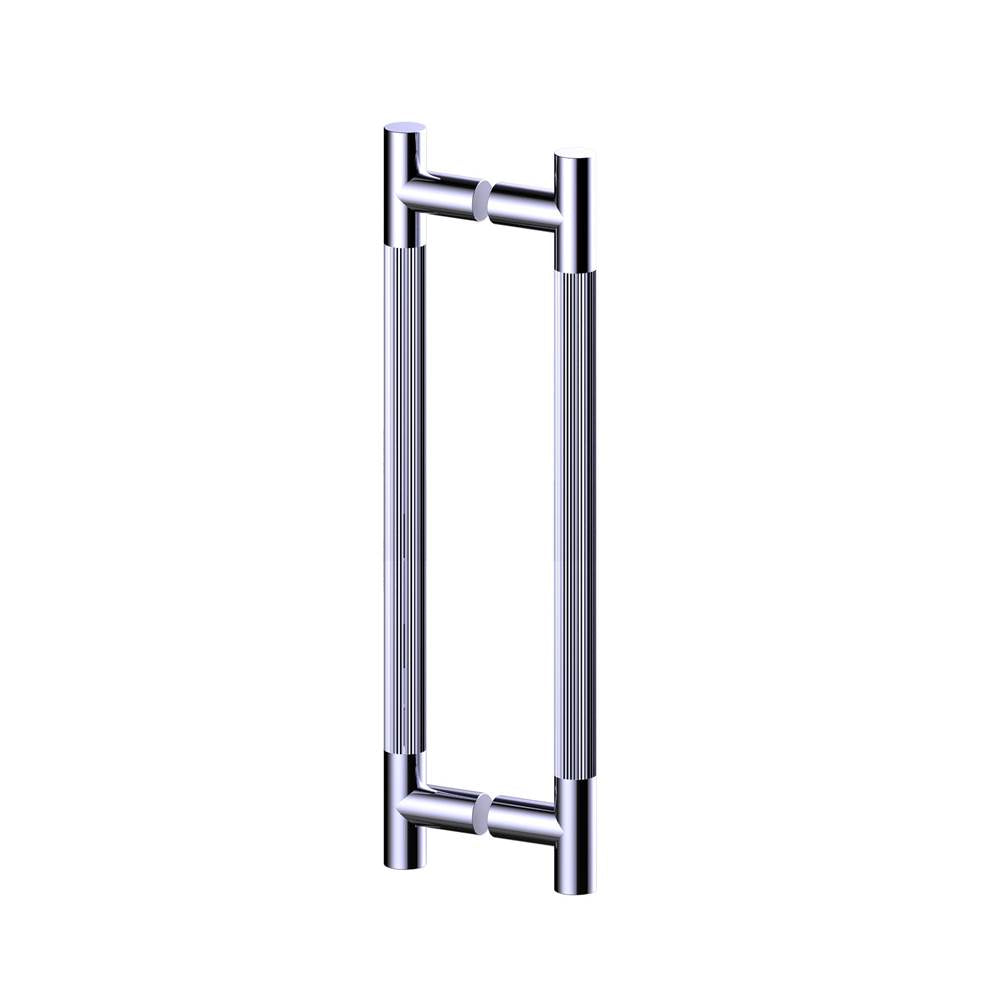Kartners - Straight Knurled -  24-inch Double Shower Door Handle-Polished Chrome - Polished Chrome