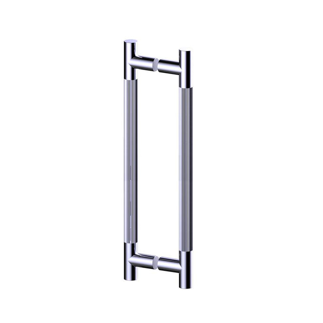 Kartners - Straight Knurled -  24-inch Double Shower Door Handle-Polished Chrome - Polished Chrome