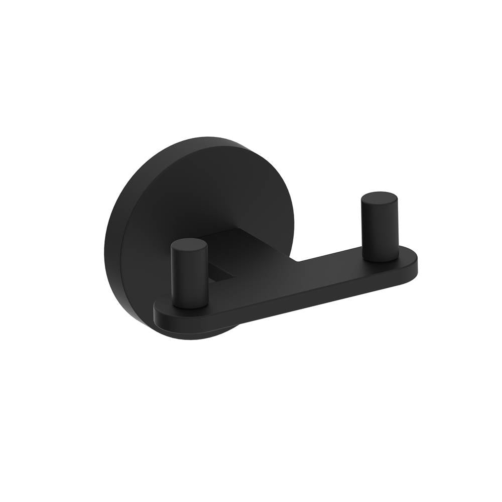Kartners - FRANKFURT -  Double Prong Robe Hook-Matte Black - Matte Black