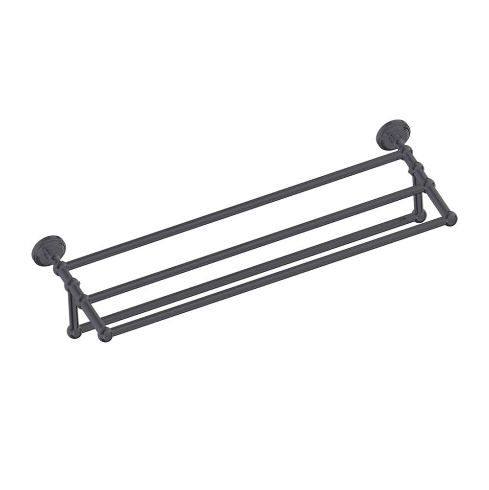 Kartners - FLORENCE - Towel Shelf with Bathroom Towel Bar-Matte Black - Matte Black
