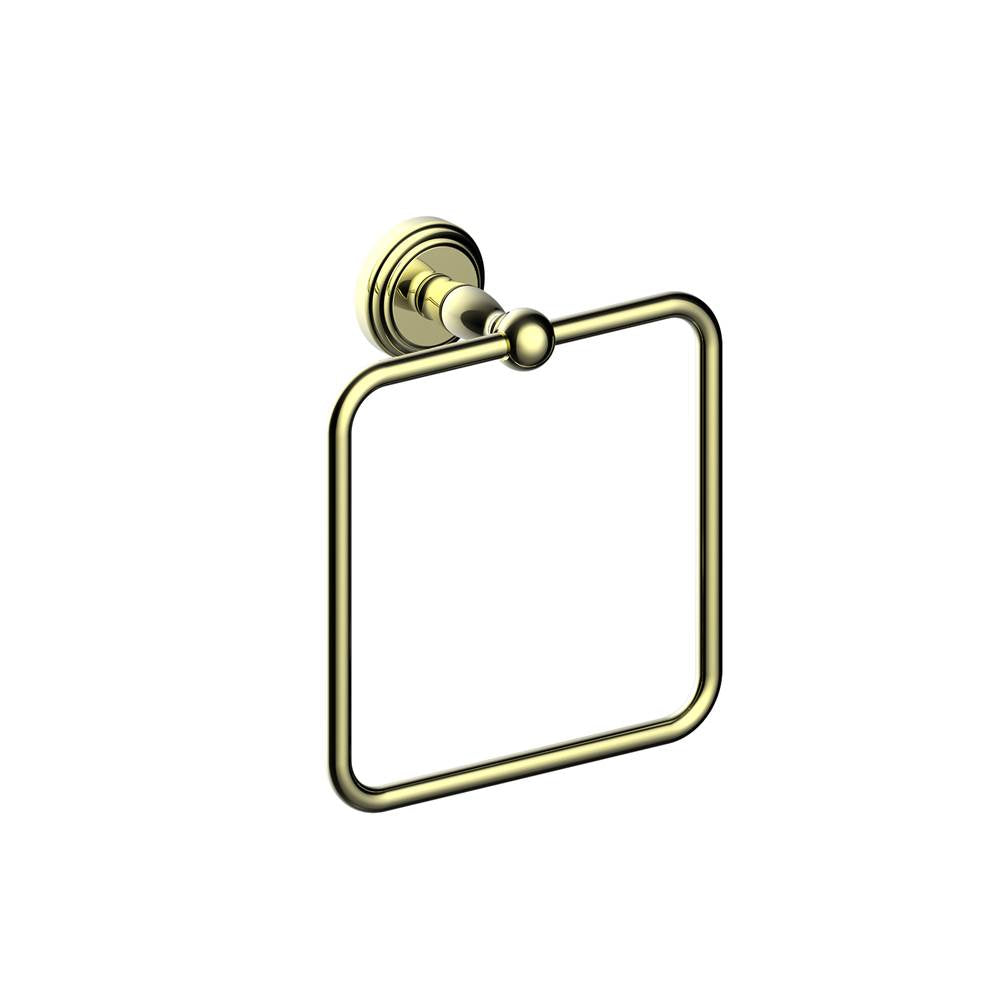 Kartners - FLORENCE - Square Towel Ring-Polished Brass - Polished Brass