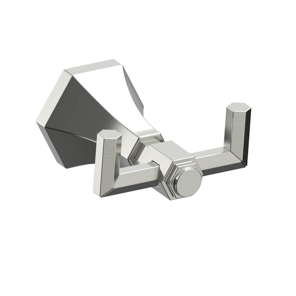 Kartners - PISA - Double Prong Robe Hook-Brushed Nickel - Brushed Nickel