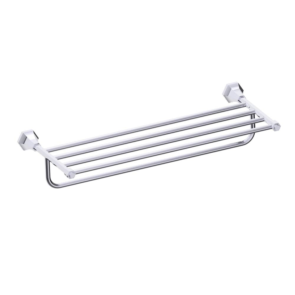 Kartners - PISA - Towel Shelf with Bathroom Towel Bar-Polished Chrome - Polished Chrome