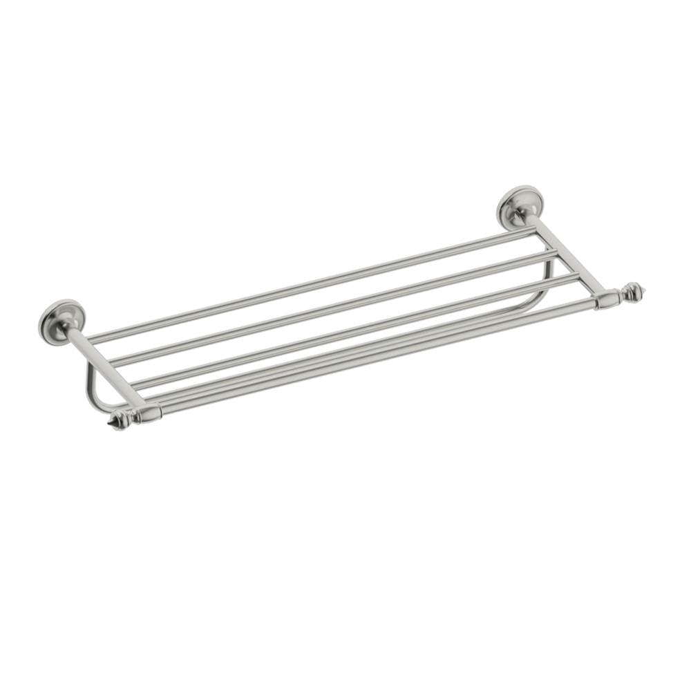 Kartners - LYON - Towel Shelf with 24-inch Bathroom Towel Bar-Brushed Nickel - Brushed Nickel
