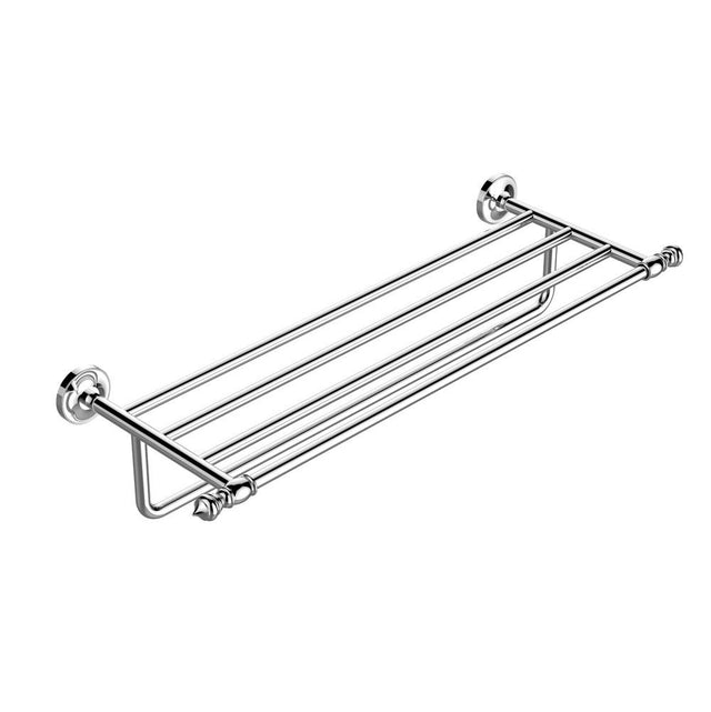 Kartners - LYON - Towel Shelf with 24-inch Bathroom Towel Bar-Prosecco Bronze - Prosecco Bronze