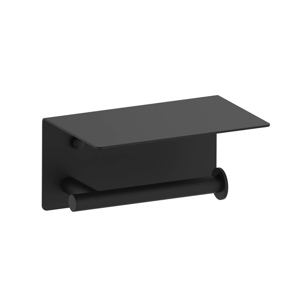Kartners - BUILDERS - Toilet Paper Holder with Shelf-Matte Black - Matte Black
