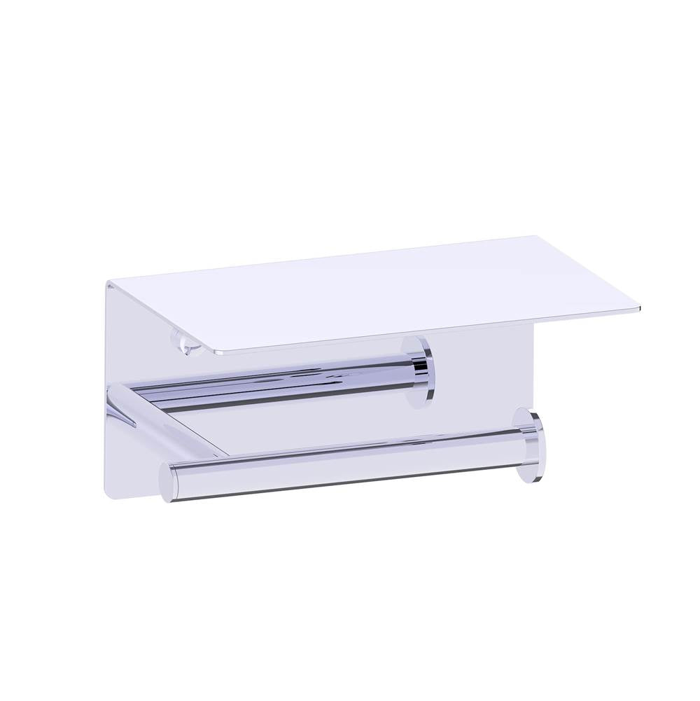 Kartners - BUILDERS - Toilet Paper Holder with Shelf-Polished Chrome - Polished Chrome