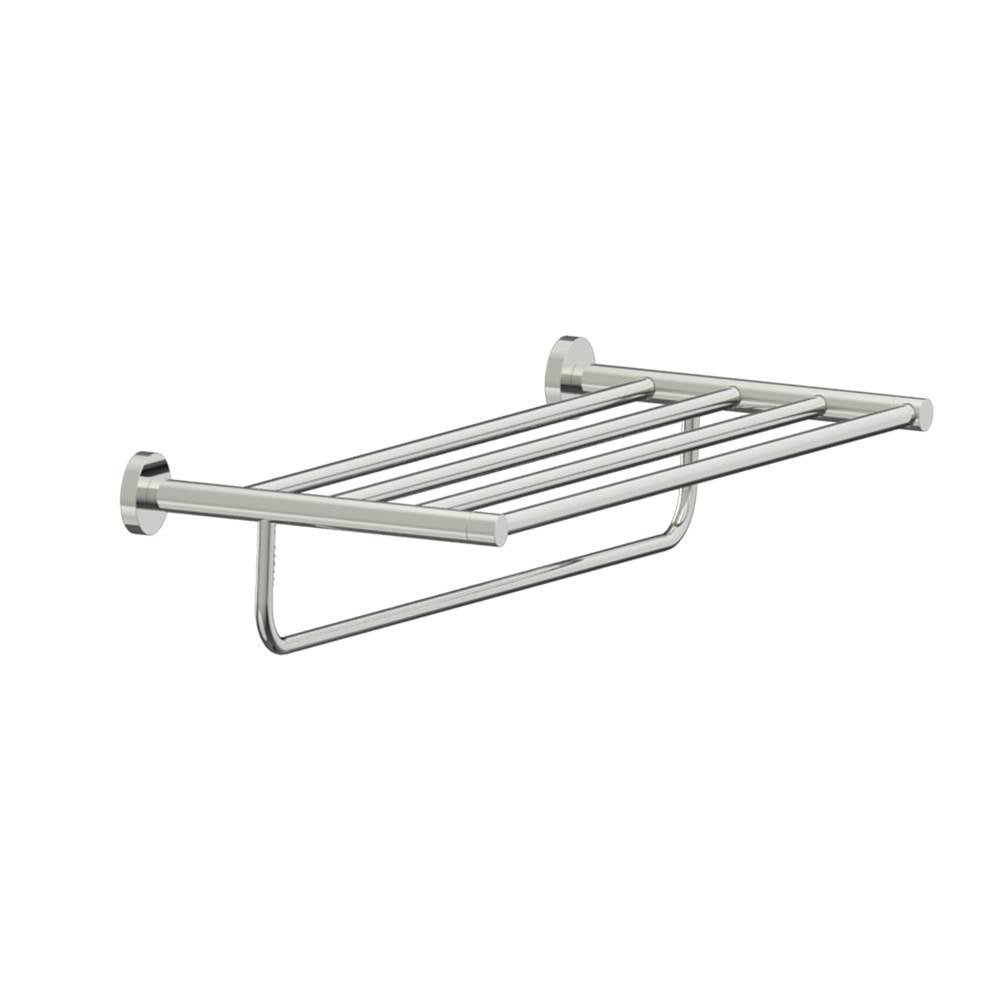Kartners - CIRCO - Towel Shelf  with Bar 24-inch-Polished Nickel - Polished Nickel