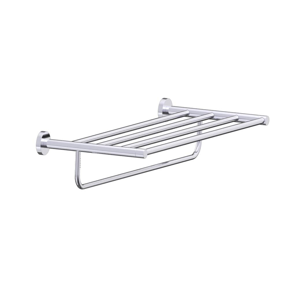 Kartners - CIRCO - Towel Shelf  with Bar 24-inch-Polished Chrome - Polished Chrome
