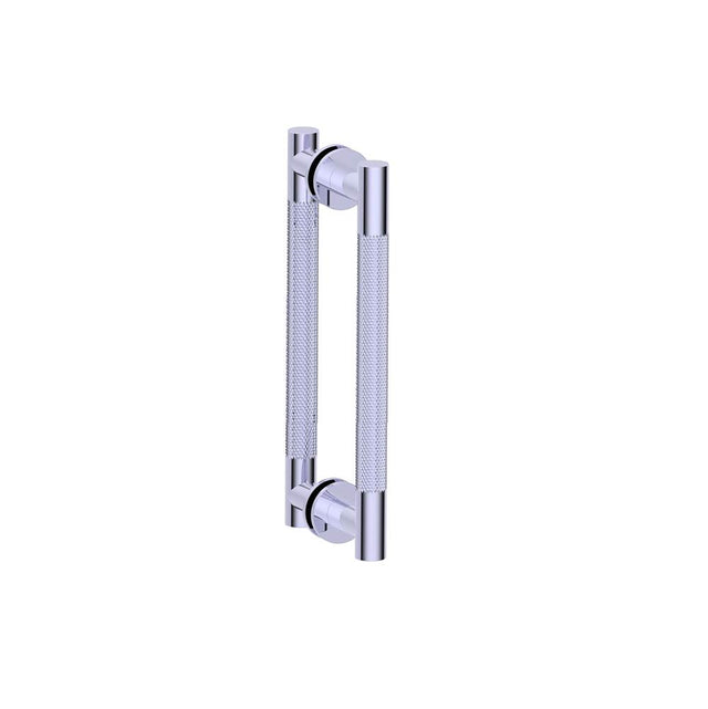 Kartners - CIRCO KNURLED - 12-inch Double Shower Door Handle-Polished Chrome - Polished Chrome