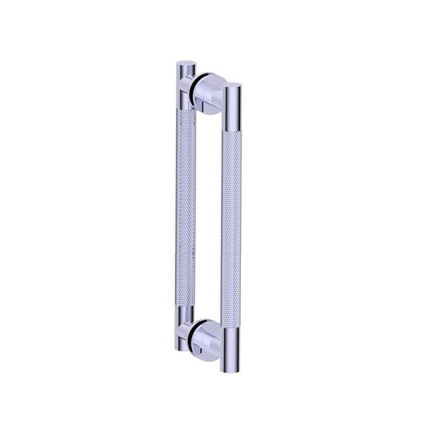 Kartners - CIRCO KNURLED - 18-inch Double Shower Door Handle-Polished Chrome - Polished Chrome