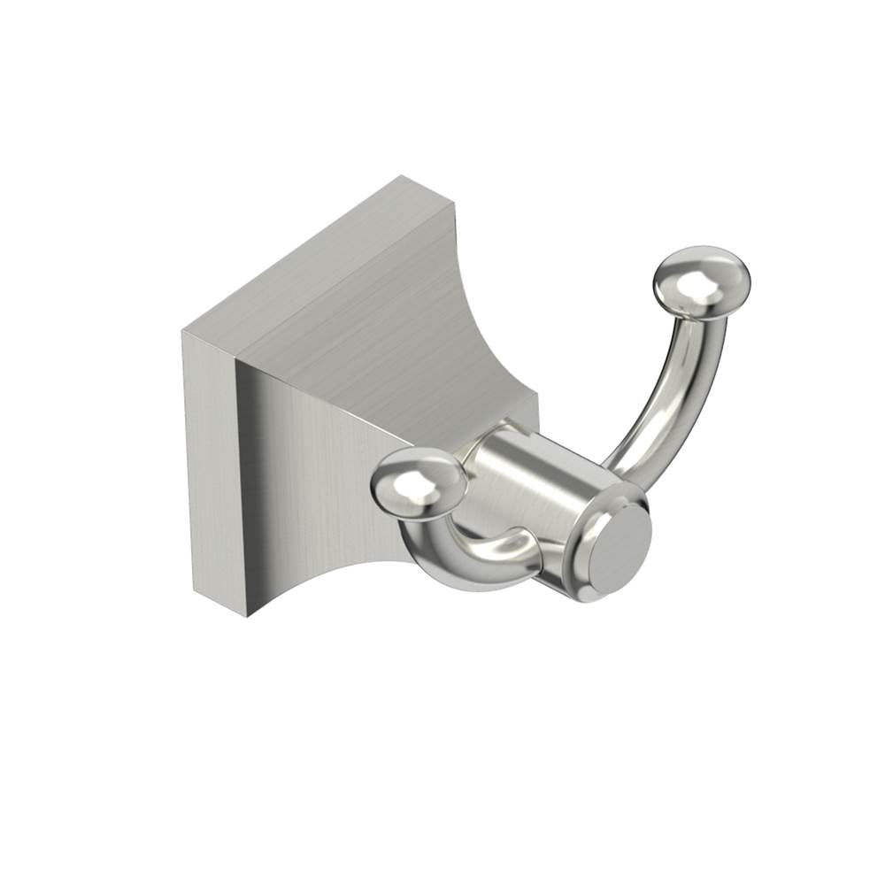 Kartners - GLASGOW - Double Prong Robe Hook-Brushed Nickel - Brushed Nickel