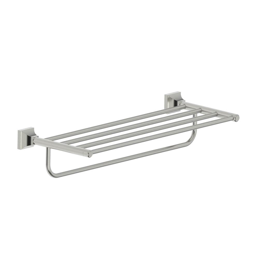 Kartners - GLASGOW - Towel Shelf with Bathroom Towel Bar 21-inch-Brushed Nickel - Brushed Nickel