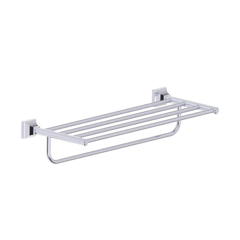 Kartners - GLASGOW - Towel Shelf with Bathroom Towel Bar 21-inch-Polished Chrome - Polished Chrome