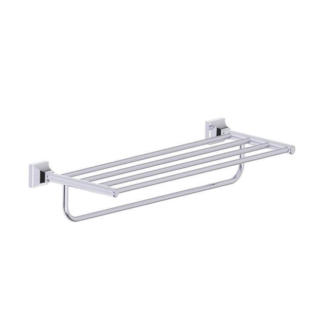 Kartners - GLASGOW - Towel Shelf with Bathroom Towel Bar 21-inch-Polished Chrome - Polished Chrome