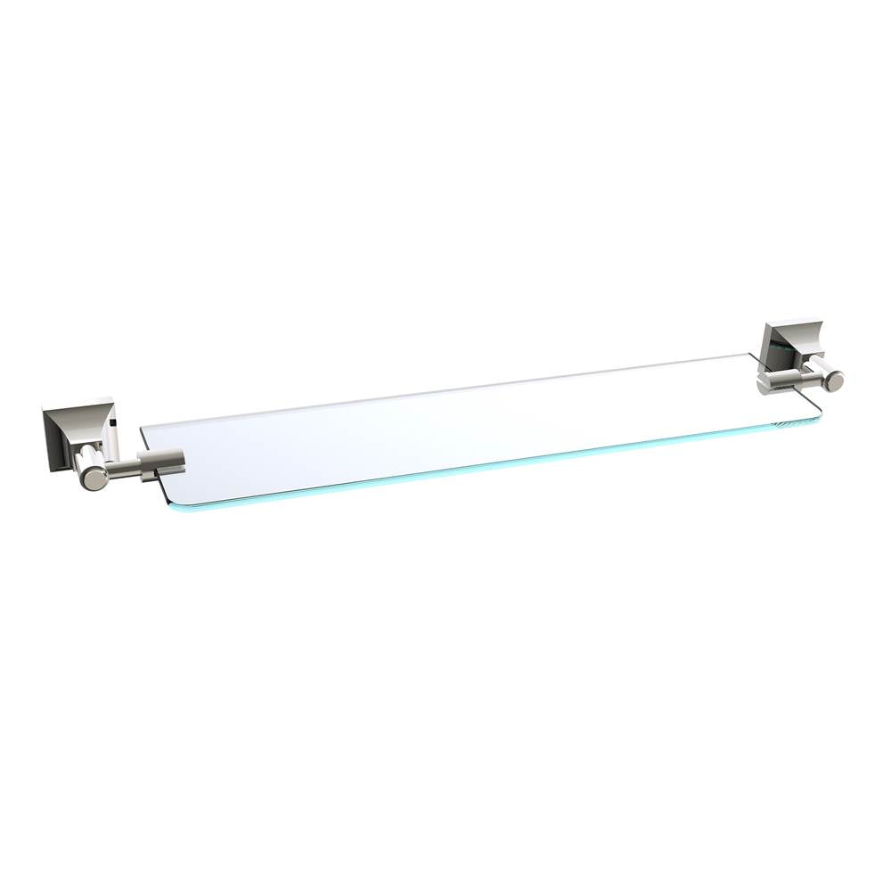 Kartners - GLASGOW - 20-inch Glass Shelf-Polished Nickel - Polished Nickel