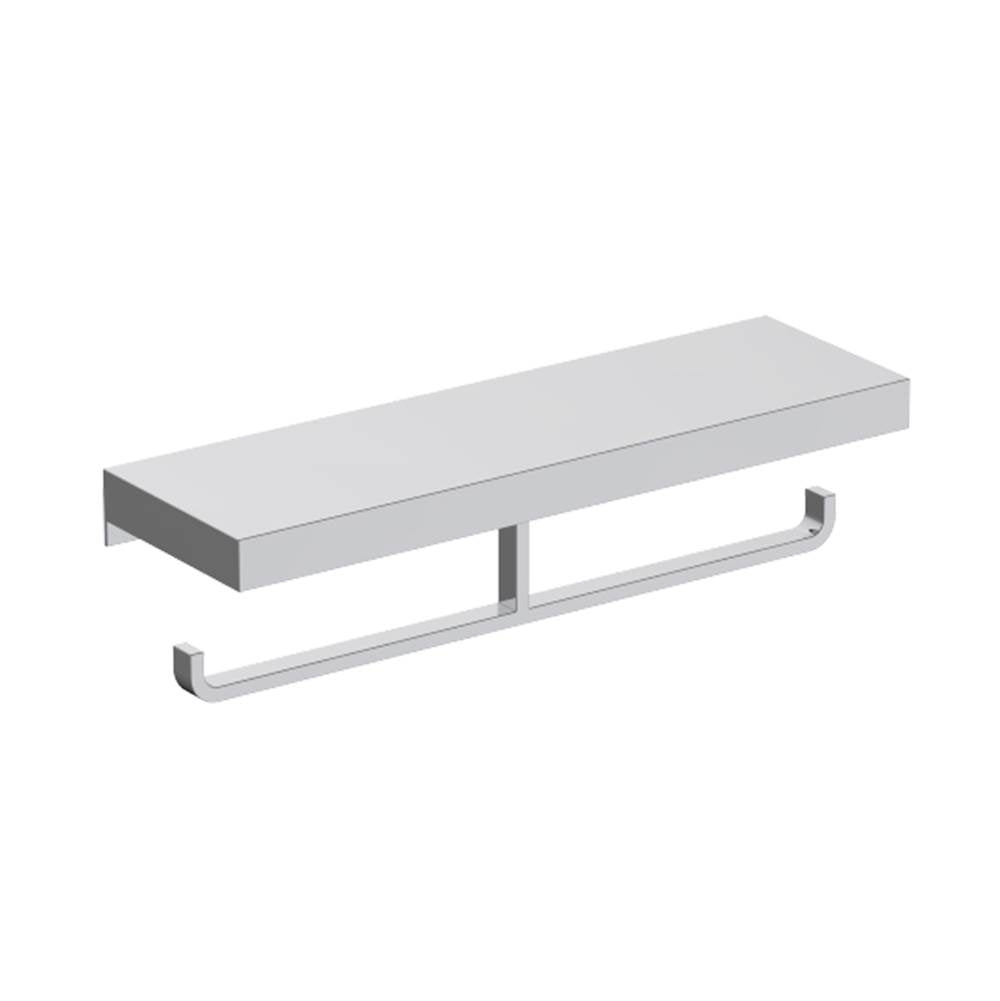 Kartners - HOTEL - Double Toilet Paper Holder with Shelf-Polished Nickel - Polished Nickel