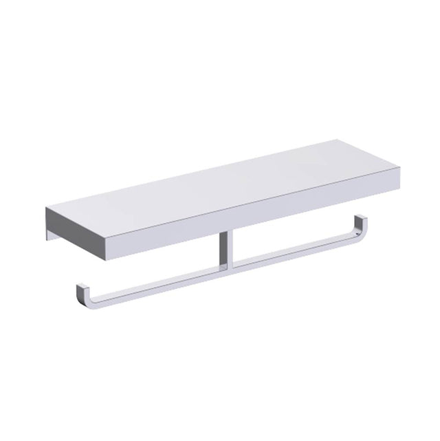 Kartners - HOTEL - Double Toilet Paper Holder with Shelf-Polished Chrome - Polished Chrome