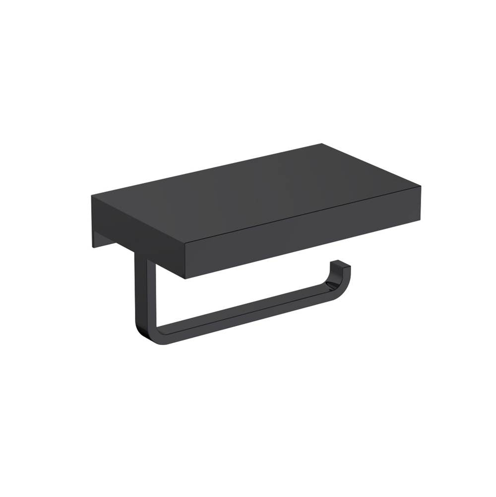Kartners - HOTEL - Toilet Paper Holder with Shelf-Matte Black - Matte Black