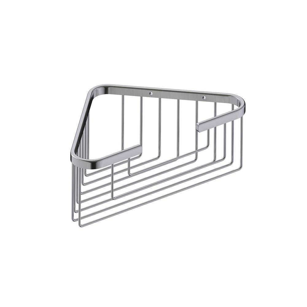 Kartners - Bath & Shower Baskets - Deep Corner Wire Basket-Brushed Nickel - Brushed Nickel