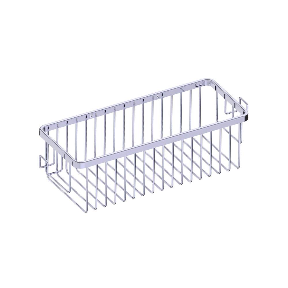 Kartners - Bath & Shower Baskets - Single Wire Basket with Hooks-Polished Chrome - Polished Chrome