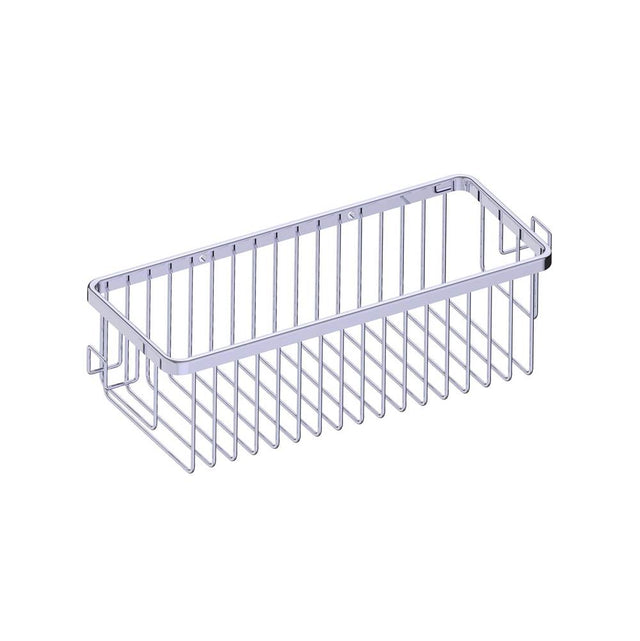Kartners - Bath & Shower Baskets - Single Wire Basket with Hooks-Polished Chrome - Polished Chrome