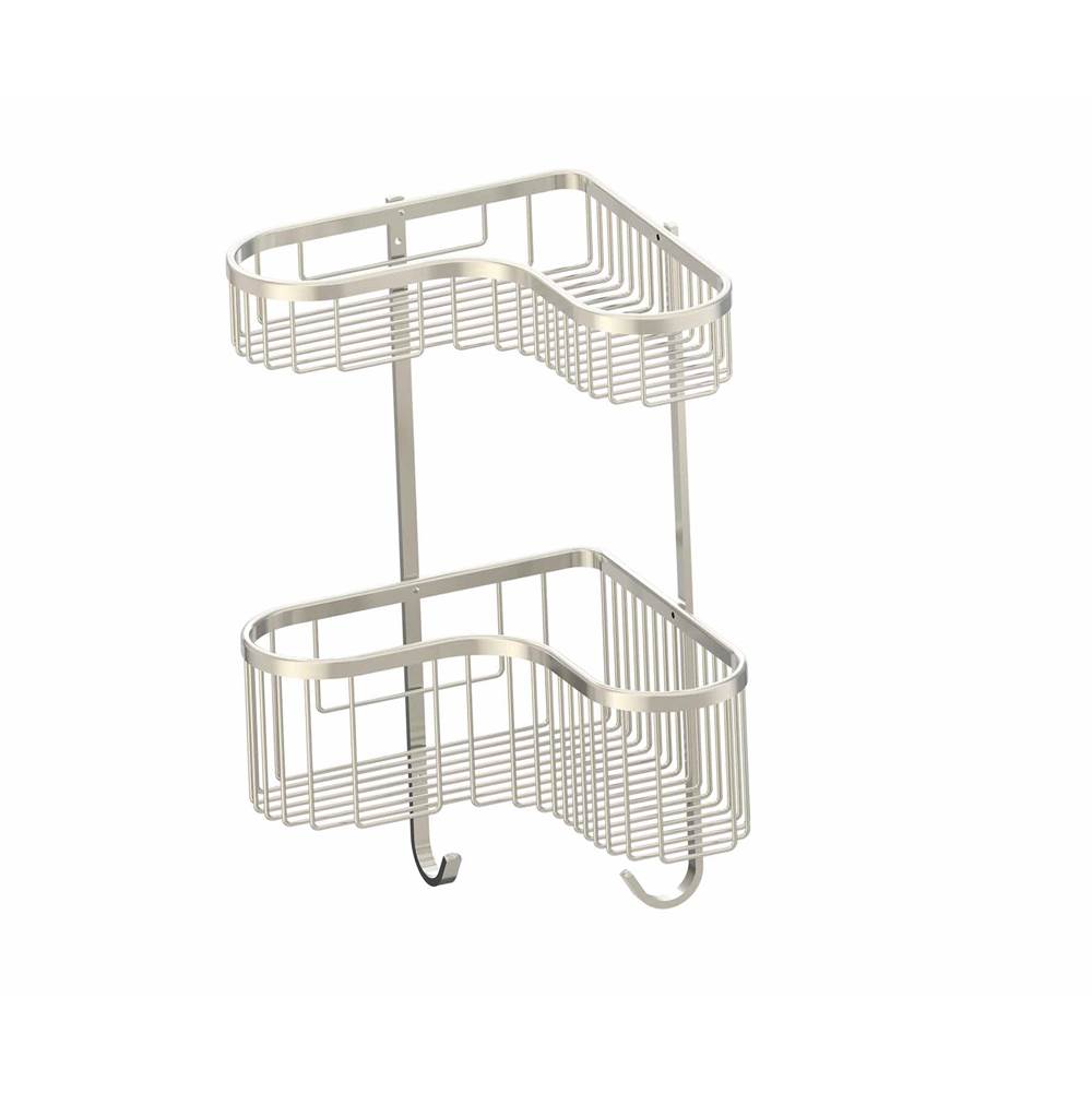 Kartners - Bath & Shower Baskets - Double Wire Basket-Brushed Nickel - Brushed Nickel