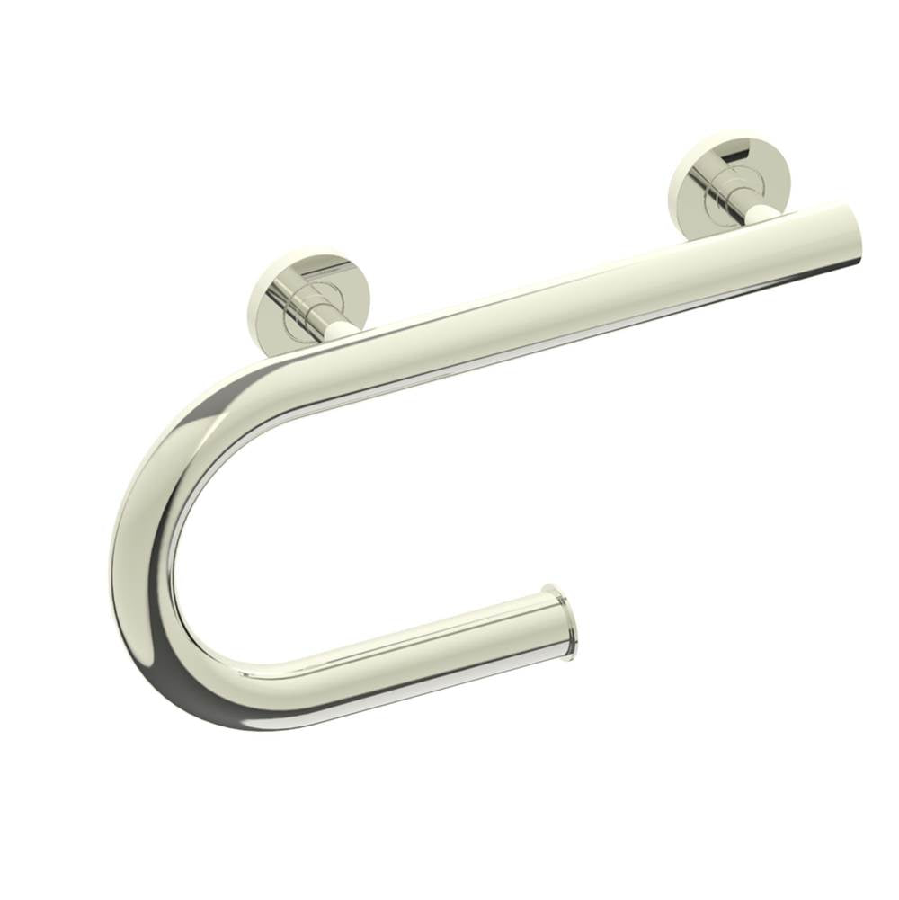 Kartners - Grab Bar with Paper Holder (Right)-Polished Nickel - Polished Nickel