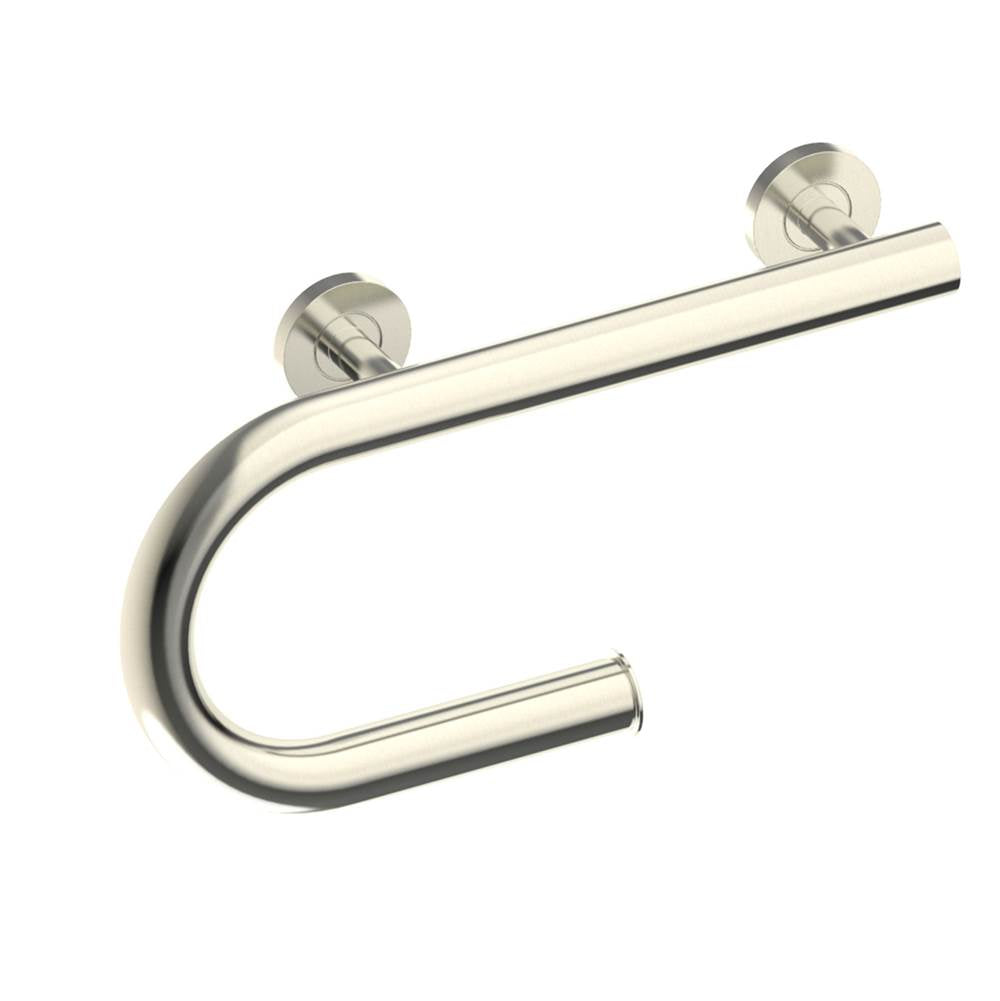 Kartners - Grab Bar with Paper Holder (Right)-Brushed Nickel - Brushed Nickel