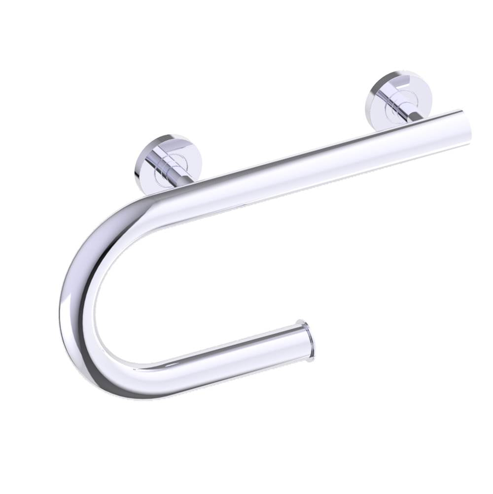 Kartners - Grab Bar with Paper Holder (Right)-Polished Chrome - Polished Chrome
