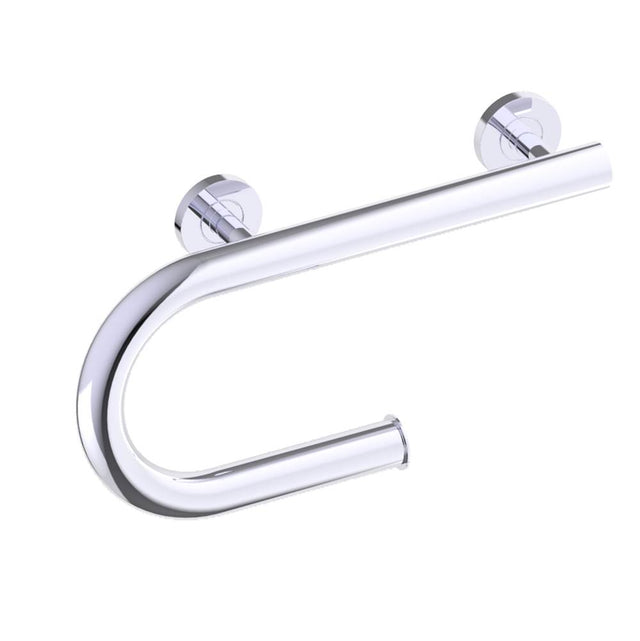 Kartners - Grab Bar with Paper Holder (Right)-Polished Chrome - Polished Chrome