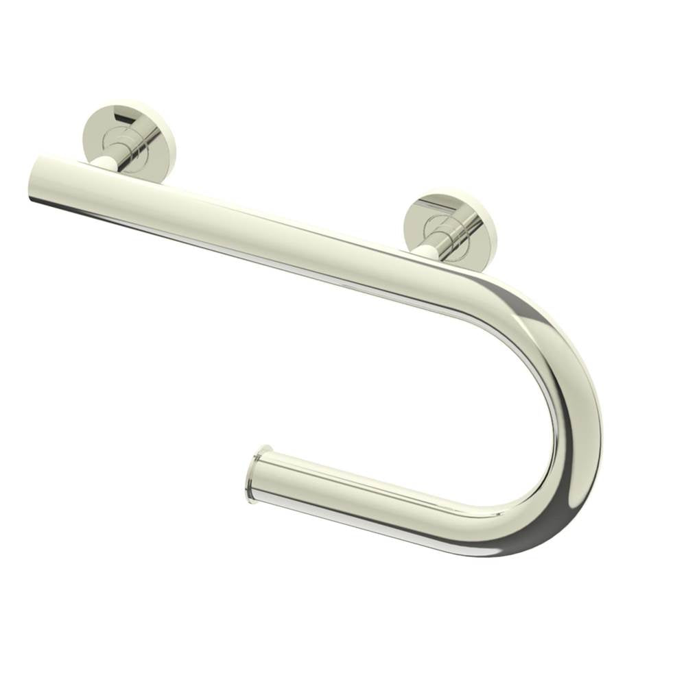 Kartners - Grab Bar with Paper Holder (Left)-Polished Nickel - Polished Nickel