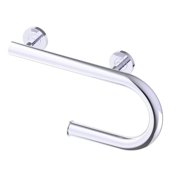 Kartners - Grab Bar with Paper Holder (Left)-Polished Chrome - Polished Chrome
