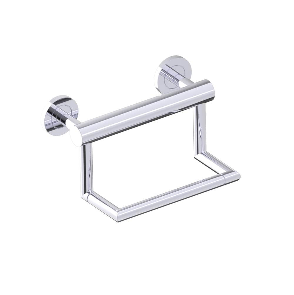 Kartners - 9-inch Pivot Grab Bar with Paper Holder-Polished Chrome - Polished Chrome