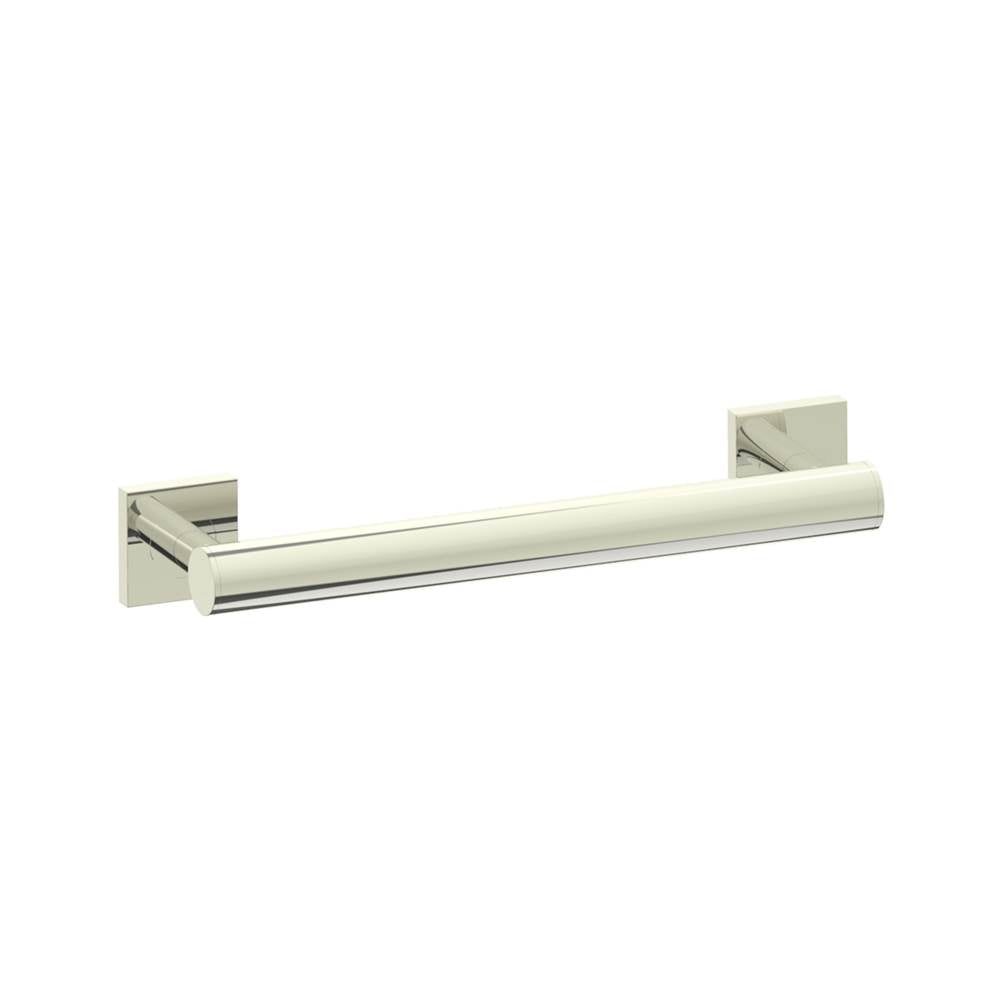 Kartners - 9400 Series 12-inch Round Grab Bar with Square Rosettes 35mm-Polished Nickel - Polished Nickel