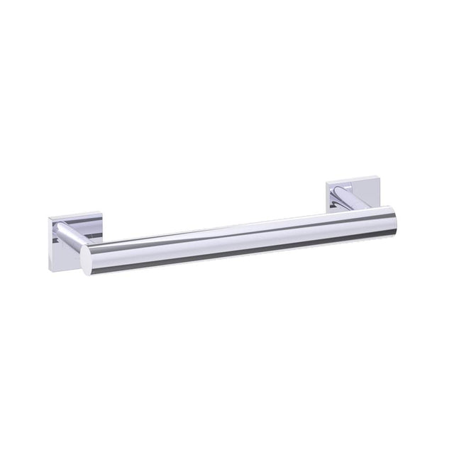 Kartners - 9400 Series 12-inch Round Grab Bar with Square Rosettes 35mm-Polished Chrome - Polished Chrome